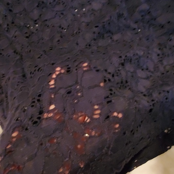 Navy blue Lace long sleeve shirt - Picture 2 of 2